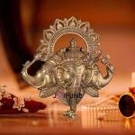 Brass Trimukhi Ganapati Wall Hanging 17.5" - Triple Divine | Jaipurio