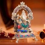 Brass Lord Ganesha Meenakari 8" - Exquisite Stonework | Jaipurio