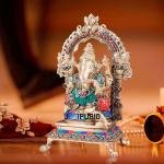 Brass Lord Ganesha Meenakari 8" - Exquisite Stonework | Jaipurio