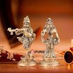 Pure Brass Radha Krishna Idols Superfine 4.5 Inch - Divine Pair Temple Sculpture | Jaipurio