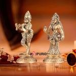 Pure Brass Radha Krishna Idols Superfine 4.5 Inch - Divine Pair Temple Sculpture | Jaipurio