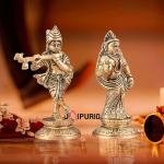Pure Brass Radha Krishna Idols Superfine 4.5 Inch - Divine Pair Temple Sculpture | Jaipurio