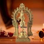 Pure Brass Lord Krishna Celestial Aura Prabhavali Idol 12.5 Inch - Golden Temple Art | Jaipurio