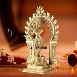 Pure Brass Lord Krishna Celestial Aura Prabhavali Idol 12.5 Inch - Golden Temple Art | Jaipurio