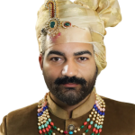 Golden Check Silk Safa Opulent Turban Men - Luxury Rajasthani Pagri | Jaipurio