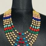 Handmade Royal Multicolor Stonework Kantha Mala White Pearls Necklace | Jaipurio