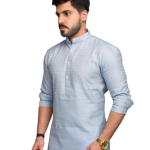 Light Sky Embroidered Kurta Pajama Set - Serene Elegance Men's Ethnic | Jaipurio