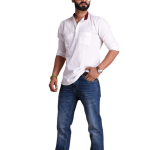 White Cotton Hunting Style Short Kurta - Premium Men's Casual Wear | Jaipurio