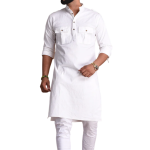 White Short Collared Hunting Style Kurta for Men - Classic Masculine | Jaipurio