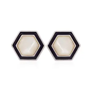 Jahan Cufflink - Mother of Pearl Blue Enamel Art | Jaipurio