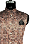 Mewar Majesty Nehru Jacket Zardozi Zenith Palace Drapes Lotus Print | Jaipurio