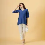 Classy Yale Blue Silk Co-Ord Set Luxury Fashion - Premium Pure Silk Contemporary | Jaipurio