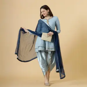 Lawn Green Kurti Palazzo Sequin Dupatta Set - Sparkling Ethnic Ensemble | Jaipurio