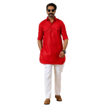 Red Hunting Style Kurta Pajama - Bold Traditional Menswear for Celebrations | Jaipurio