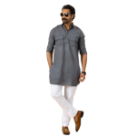 Dark Grey Hunting Style Kurta Pajama - Premium Contemporary Traditional Menswear | Jaipurio