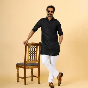 Black Hunting Style Kurta Pajama - Premium Elegant Traditional Menswear | Jaipurio