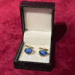 Golden Cufflink Blue Stone Timeless Elegance - Premium Executive Accessories | Jaipurio