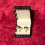 Golden Cufflink Blue Stone Timeless Elegance - Premium Executive Accessories | Jaipurio