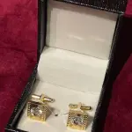 Golden Square Silver Stone Cufflinks - Premium Executive Sophistication | Jaipurio