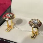 Golden Round Silver Stone Cufflinks - Premium Executive Luxury Accessories | Jaipurio