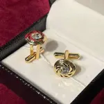 Golden Round Silver Stone Cufflinks - Premium Executive Luxury Accessories | Jaipurio