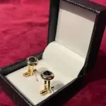 Round Golden Blue Stone Cufflinks - Premium Executive Luxury Accessories | Jaipurio