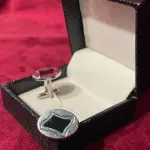 Silver-Toned Black Designer Cufflinks - Premium Executive Dual-Tone Accessories | Jaipurio