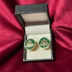 Green Golden Designer Cufflinks - Premium Executive Dual-Tone Accessories | Jaipurio