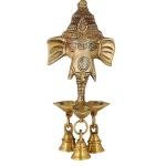 Brass Ganesha Wall Hanging with Diyas & Bells | Traditional Decal Design | Temple Wall Decor | Handcrafted Sacred Art | Divine Home Blessing