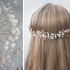Wedding Flower Hair Pins with Pearls | Delicate Baby's Breath Bridal Hair Piece | Elegant Wedding Headpiece | Romantic Hair Accessory