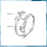 Custom Double Name Ring: Personalized Sterling Silver Adjustable Ring | Luxury Name Jewelry for Mom & Friends | Authentic Indian Craftsmanship | Perfect Gift