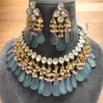 Victorian Kundan Choker Set: Premium Black Onyx Beaded Necklace | Traditional Kundan Earrings | Bollywood Style | Luxury Collection