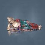 Elegant Brass Resting Buddha Meenakari Stonework - Sacred Temple Art | Jaipurio