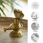 Shivling with Sheshnaag Brass Idol | Hand-Etched Sacred Temple Decor, 11.2 × 7.4 × 15.2 cm Divine Figurine | Traditional Handcrafted Statue, 1180 gm | Jaipurio