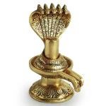 Shivling with Sheshnaag Brass Idol | Hand-Etched Sacred Temple Decor, 11.2 × 7.4 × 15.2 cm Divine Figurine | Traditional Handcrafted Statue, 1180 gm | Jaipurio