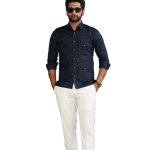 Premium Navy Blue Turkish Linen Hunting Shirt | Classic Collar, Double Pockets | Breathable Summer Comfort | S to XXL Sizes | Handcrafted Quality Menswear