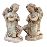 French Kneeling Christmas Angels Set: Antique Religious Masterpiece | Sacred Art | Holiday Decor | Traditional Divine Set