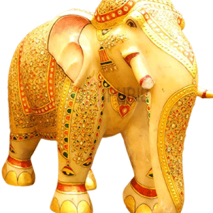 Golden Meenakari Marble Elephant: Large Luxury Art | Traditional Indian Craftsmanship | Royal Decor | Handpainted Masterpiece