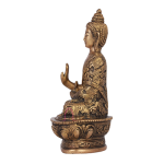 Brass Buddha Blessing Statue: Sacred Kalash & Shawl Design | 11x8x17 cm Buddhist Art | Traditional Peace Sculpture | Divine Blessing Murti