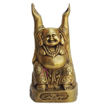 Laughing Buddha Brass Showpiece: 3.5x3x7 inch Lucky Statue | Prosperity & Happiness Symbol | Feng Shui Decor | Wealth Blessing Idol