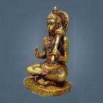 9" Brass Blessing Hanuman Murti | Divine Grace Statue | Sacred Temple Art