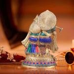 Brass Superfine Radha Krishna Together Idol 12.5" | Exquisite Stonework | 6 kg High-Quality Craftsmanship | Captivating Centerpiece | Divine Love Sculpture