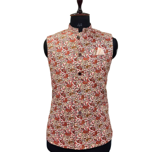 Majestic Threads Modi Jacket Lotus Legacy Prints - Premium Cotton Satin Traditional | Jaipurio