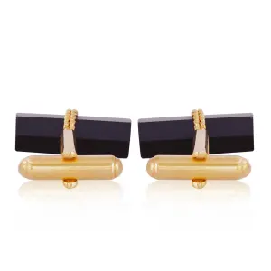 Black Onyx Bar Cufflink - Buy Stone Power | Jaipurio