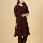 Classy Wine Kurti-Palazzo Set | Premium Cotton Blend | Contemporary Ethnic Fashion | Modern Two-Piece Set | Perfect Party Wear | Size XS-XXL | Jaipurio