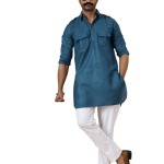 Teal Hunting Style Kurta Pajama - Trendy Traditional Menswear Fashion | Jaipurio