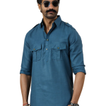 Teal Hunting Style Kurta Pajama - Trendy Traditional Menswear Fashion | Jaipurio