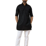 Black Hunting Style Kurta-Pajama Set | Premium Cotton Traditional Ethnic Wear | Classic Men's Formal & Festive Ensemble | Timeless Design