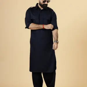 Navy Blue Pathani Kurta Set - Premium Traditional Menswear | Jaipurio