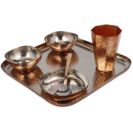 Handmade Copper Thali Dinner Set | Modern Luxury Dinnerware for Dining & Serving | Housewarming Gift | Dish Set with Free Gift | Jaipurio Artisanal Collection